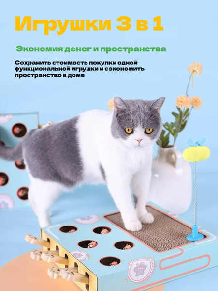 Игрушки для кошек, когтеточка для кошек 3 в 1 купить на OZON по низкой ...