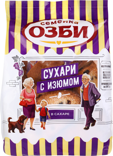 Сухари СЕМЕЙКА ОЗБИ Сдобные в сахарной обсыпке с изюмом, 300г купить на ...