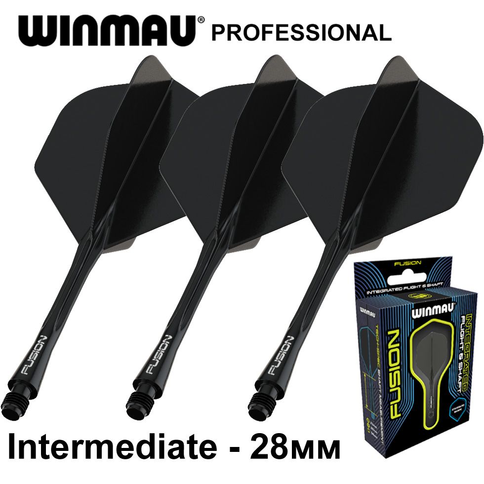 Литые оперения с хвостовиками WINMAU FUSION Intermediate Black (черные). Профессиональный уровень. Для дротиков Дартс.