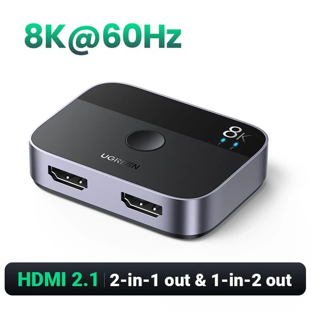 Переключатель HDMI 2.1 на 2 входа и 1 выход / UGREEN 8K@60Hz Switch / HDMI разветвитель