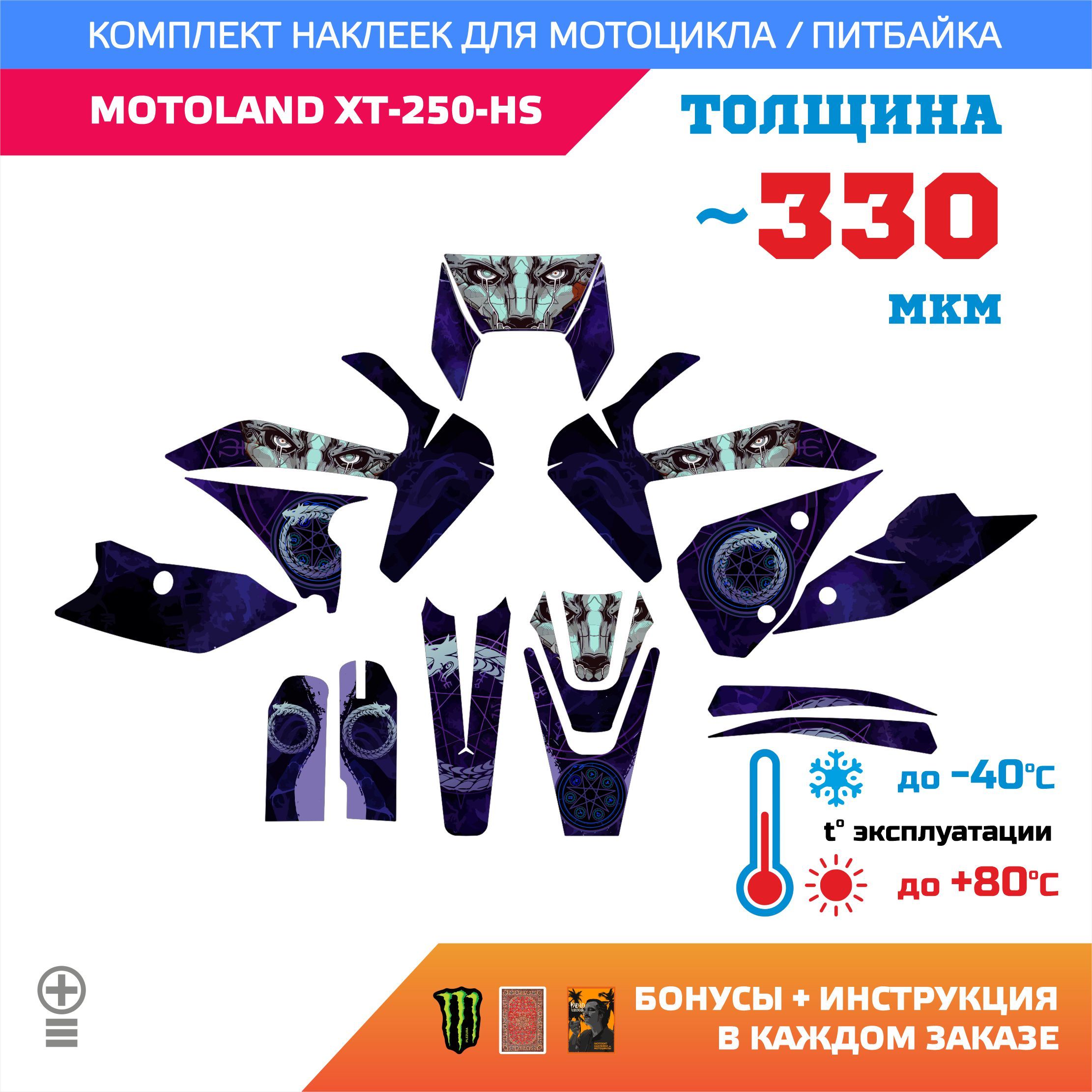 Наклейки на мотоцикл MOTOLAND XT 250 HS медиум прочность