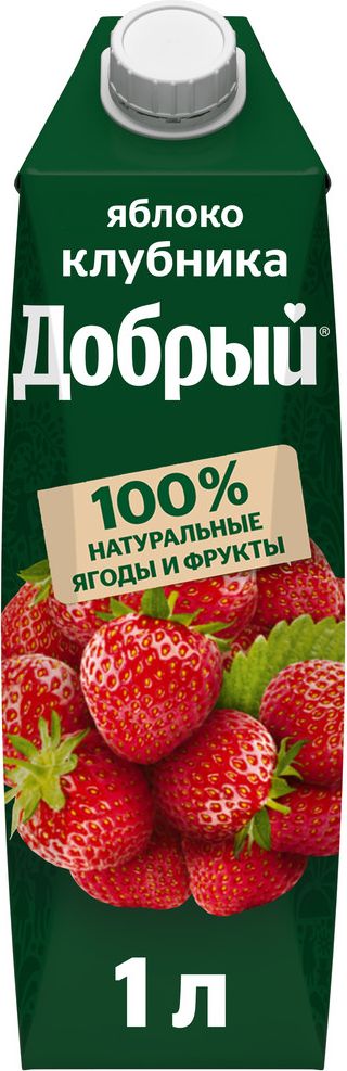 Напиток сокосодержащий Добрый Яблоко-Клубника, 1 л