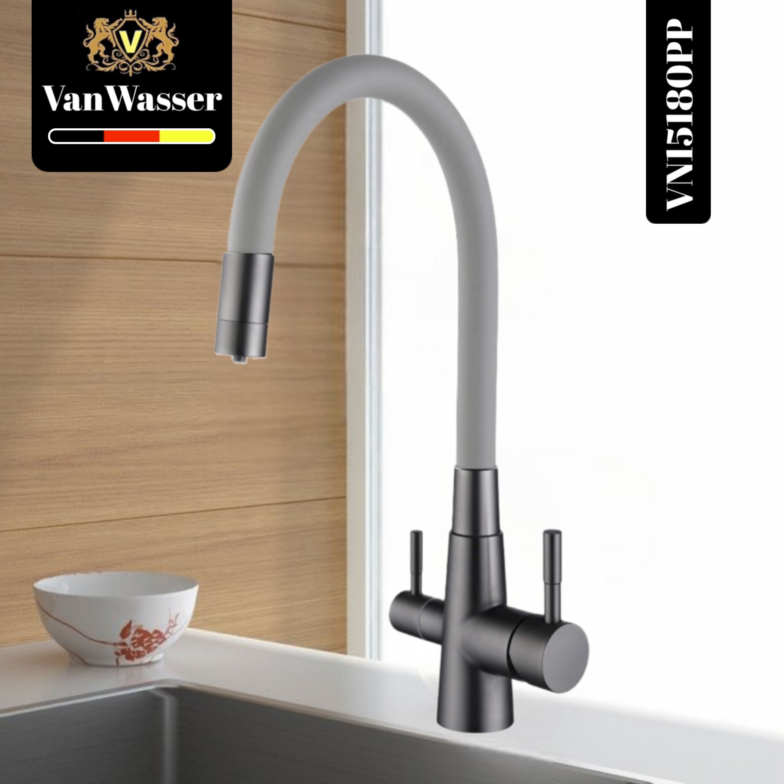 СмесительдлякухниVanWasserVN15180PPсподключениемкфильтруводы,сгибкимизливом