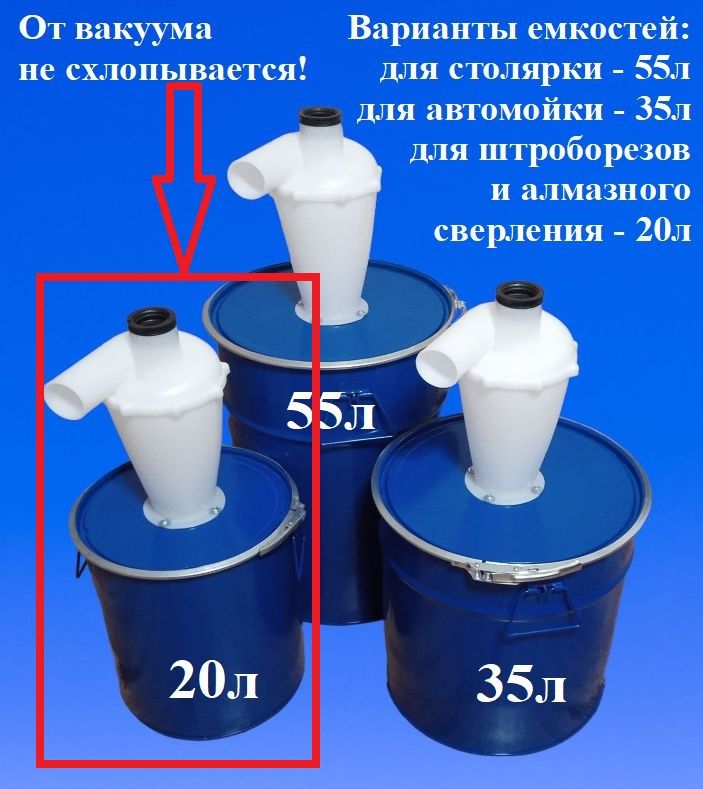 ЦиклонНЕСХЛОПЫВАЕТСЯ,20л!Циклонныйфильтрнасадкадляпылесосастроительногосбочкой(ведром)