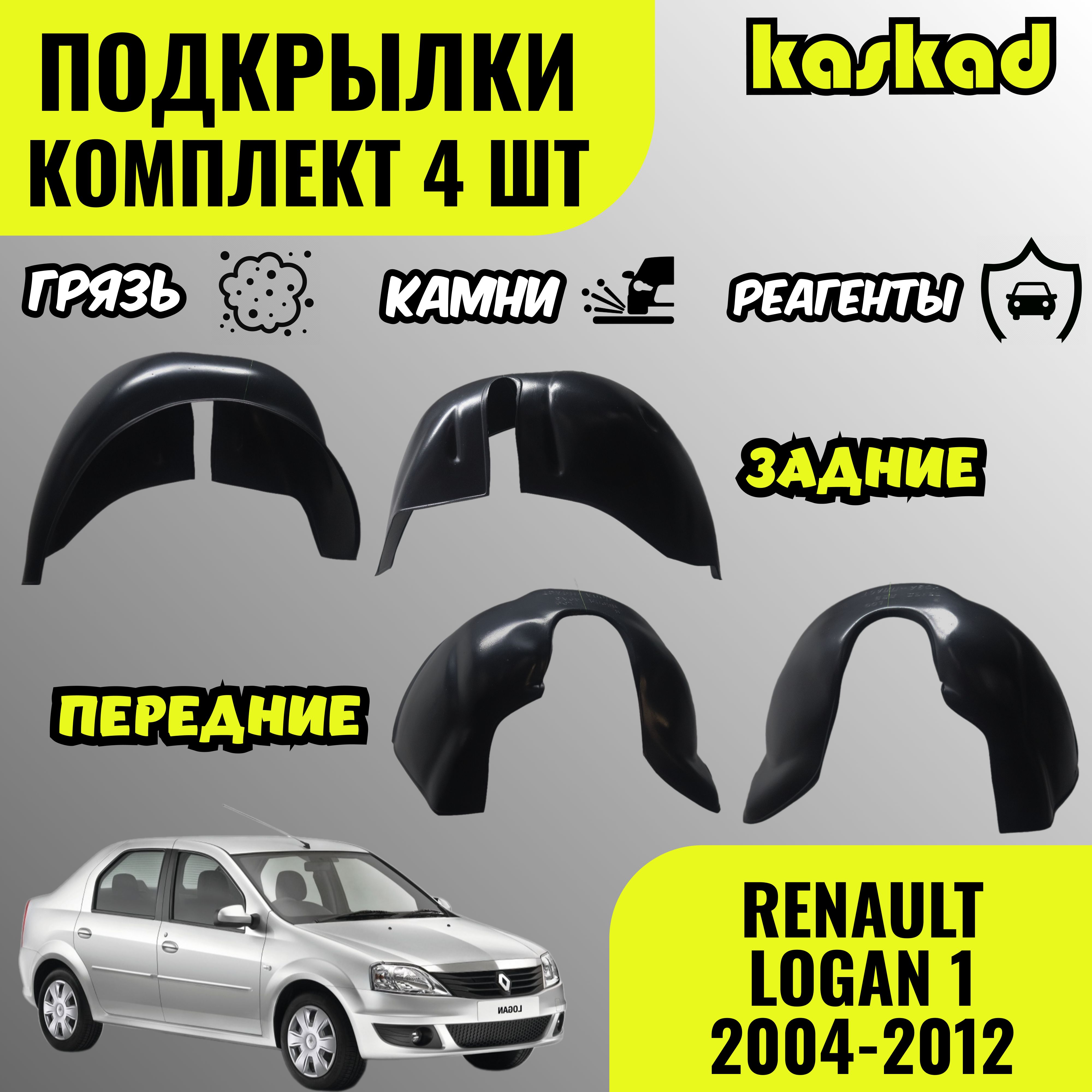 Подкрылки комплект 4 шт для автомобиля Рено Логан 1 2004-2012 (Renault Logan)  локеры, защита колесных арок передние и задние купить по низкой цене в  интернет-магазине OZON (1464969373)