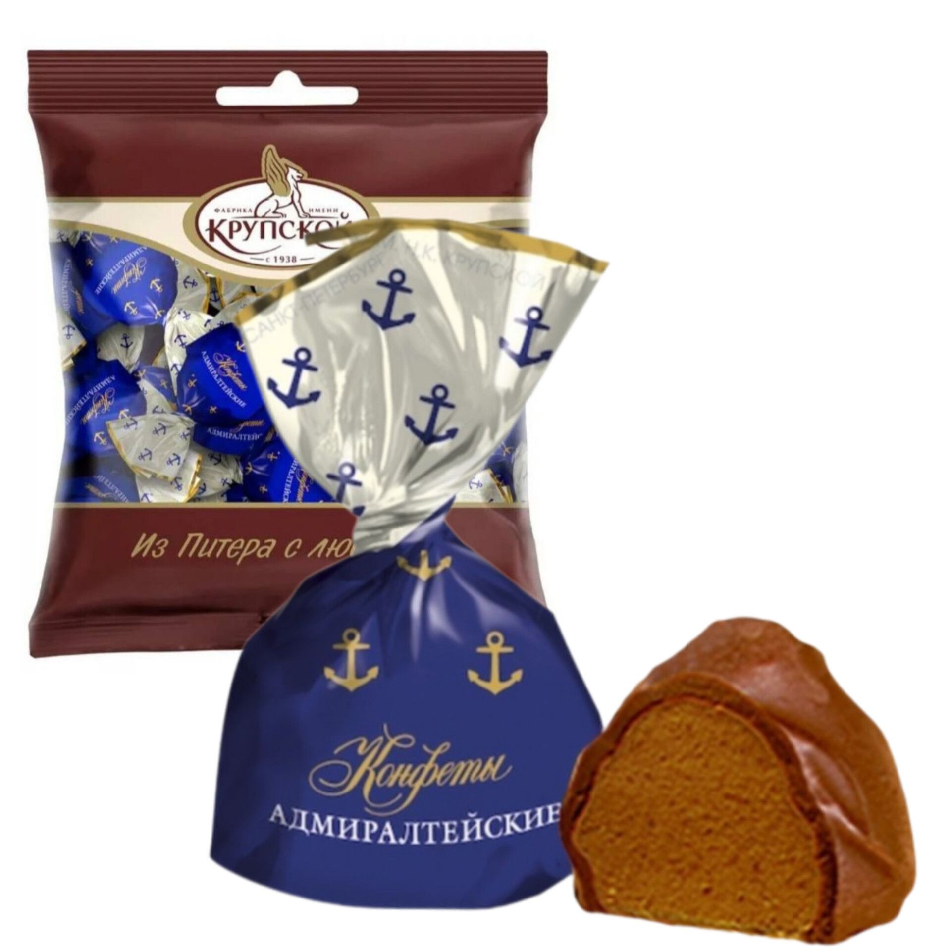 Конфеты"Адмиралтейские",шоколадно-ореховоепралинесовкусомамаретто,пакет1кг,КФим.Крупской