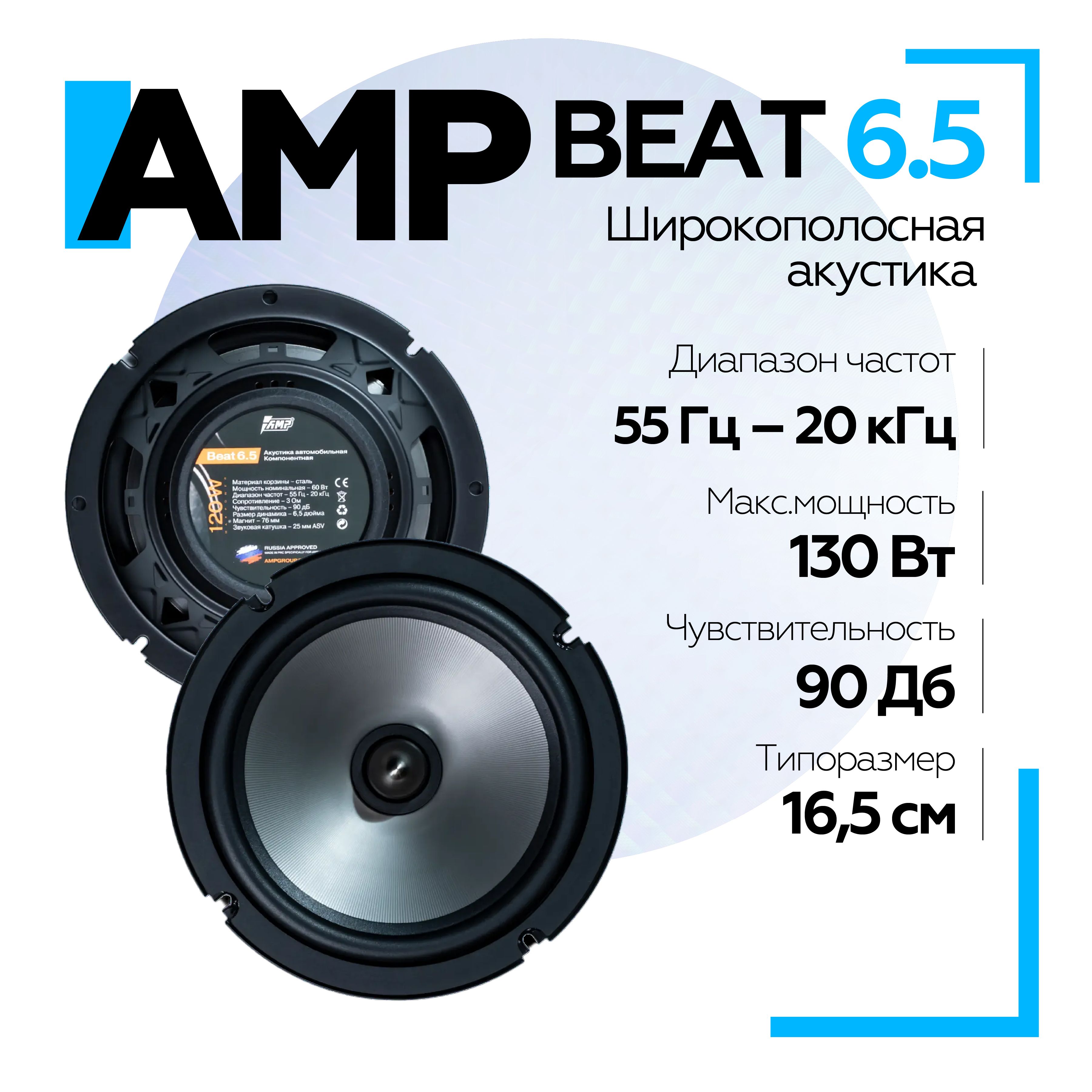 АкустикаавтомобильнаяAMPBeat6.5компонентная/Колонкиавтомобильные16,5см