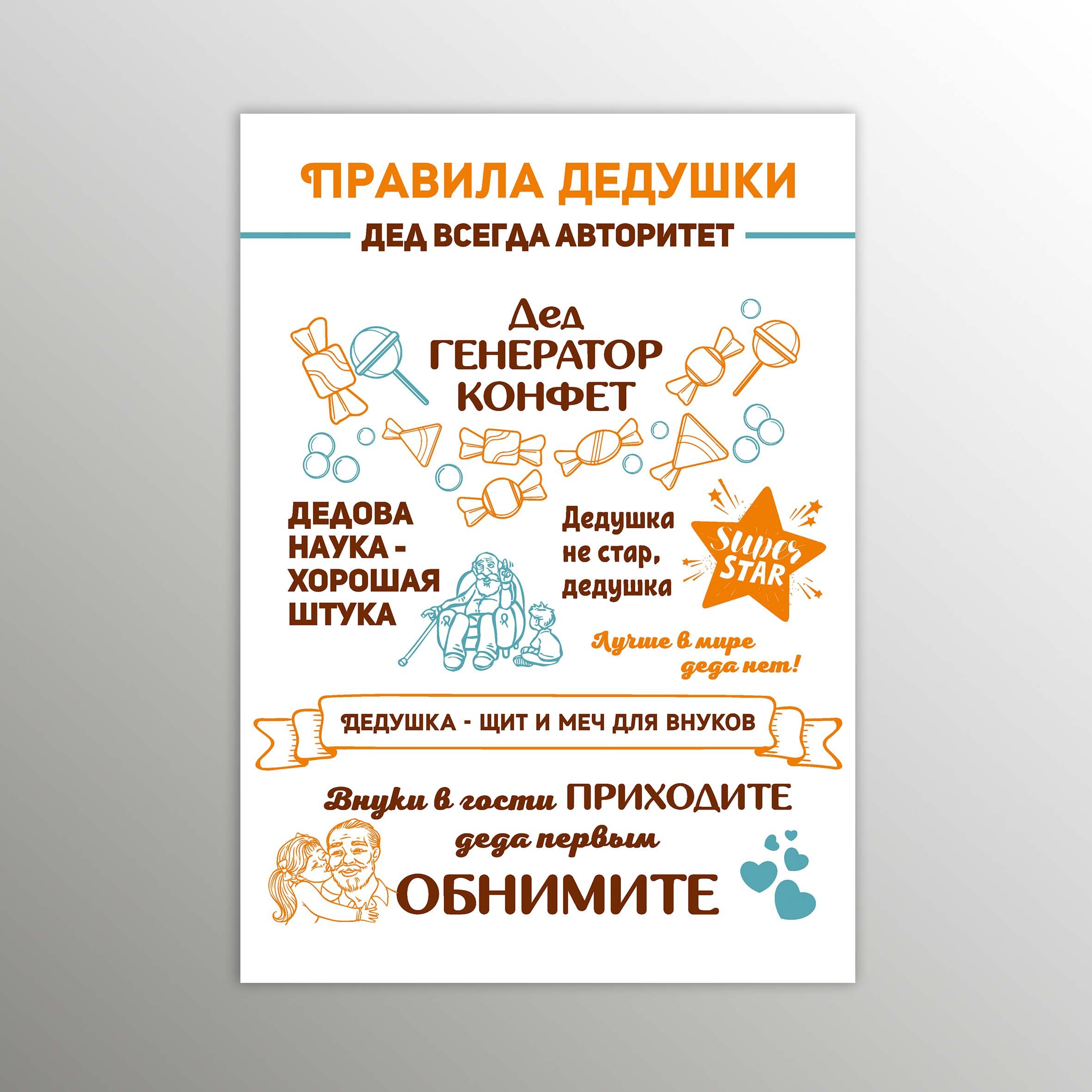 МагнитнахолодильникПравиладедушки,магнитныймотиваторвподарокдеду,Порадуй