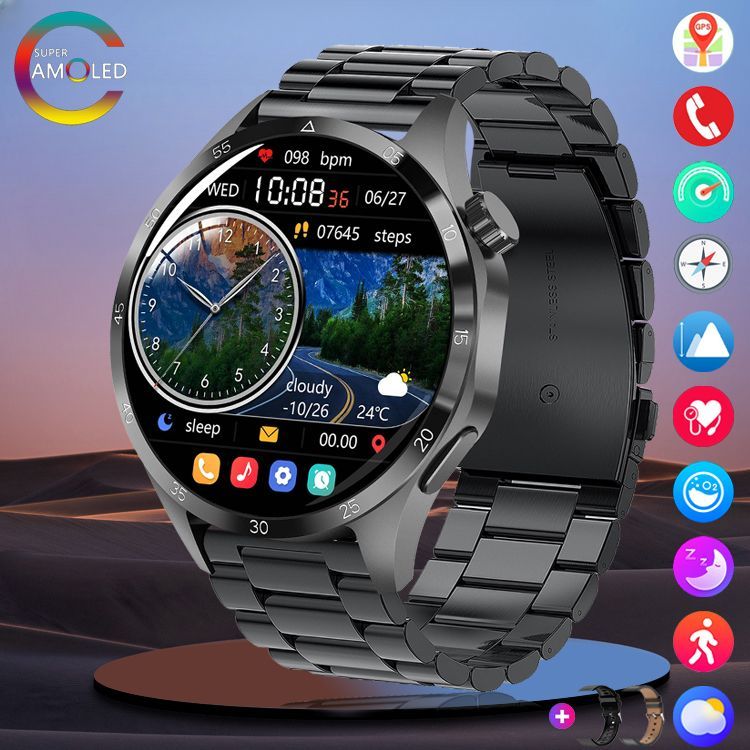 SACOSDINGУмныечасыGT4PRO+,46mm,Чернаясталь+3ремня