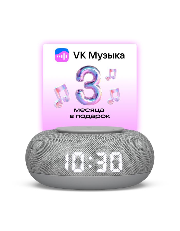 УмнаяколонкаVKКапсулаМинисголосовымпомощникомМарусей,MRC02,Серая,3месяцаподпискиVK+Winkвподарок