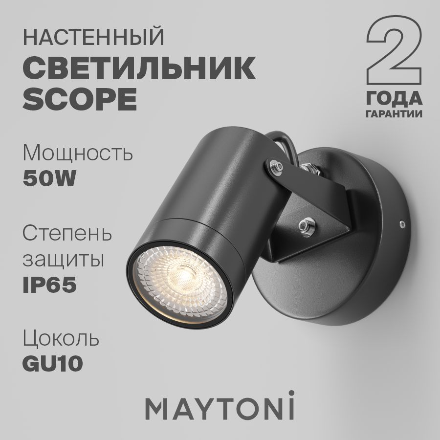 Настенный светильник бра уличный влагостойкий черный Maytoni Outdoor Scope O025WL-01B