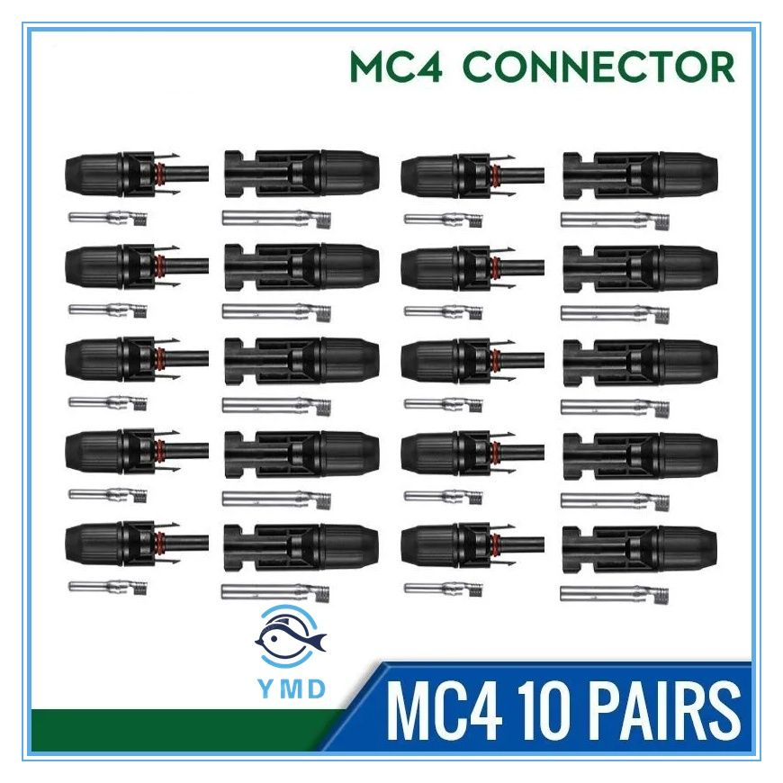 Комплект коннекторов MC4 для подключения солнечных панелей / Герметичные коннекторы MC4 для солнечных батарей (пара разъёмов + и -)