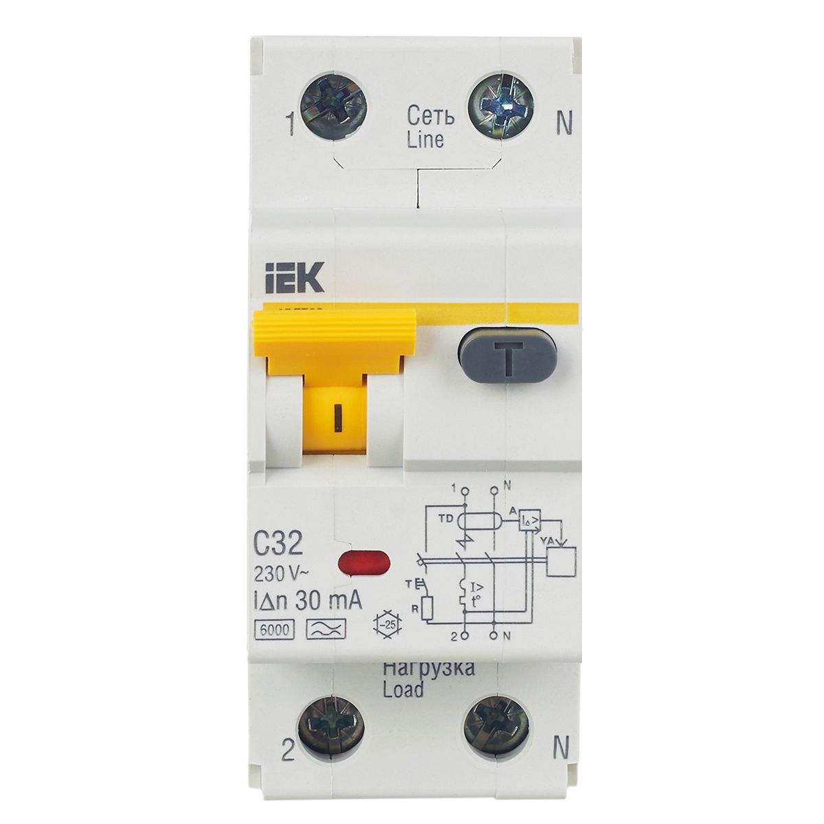Автоматический выключатель дифференциального тока (дифференциальный автомат) АВДТ 32 C32 30мА тип A IEK