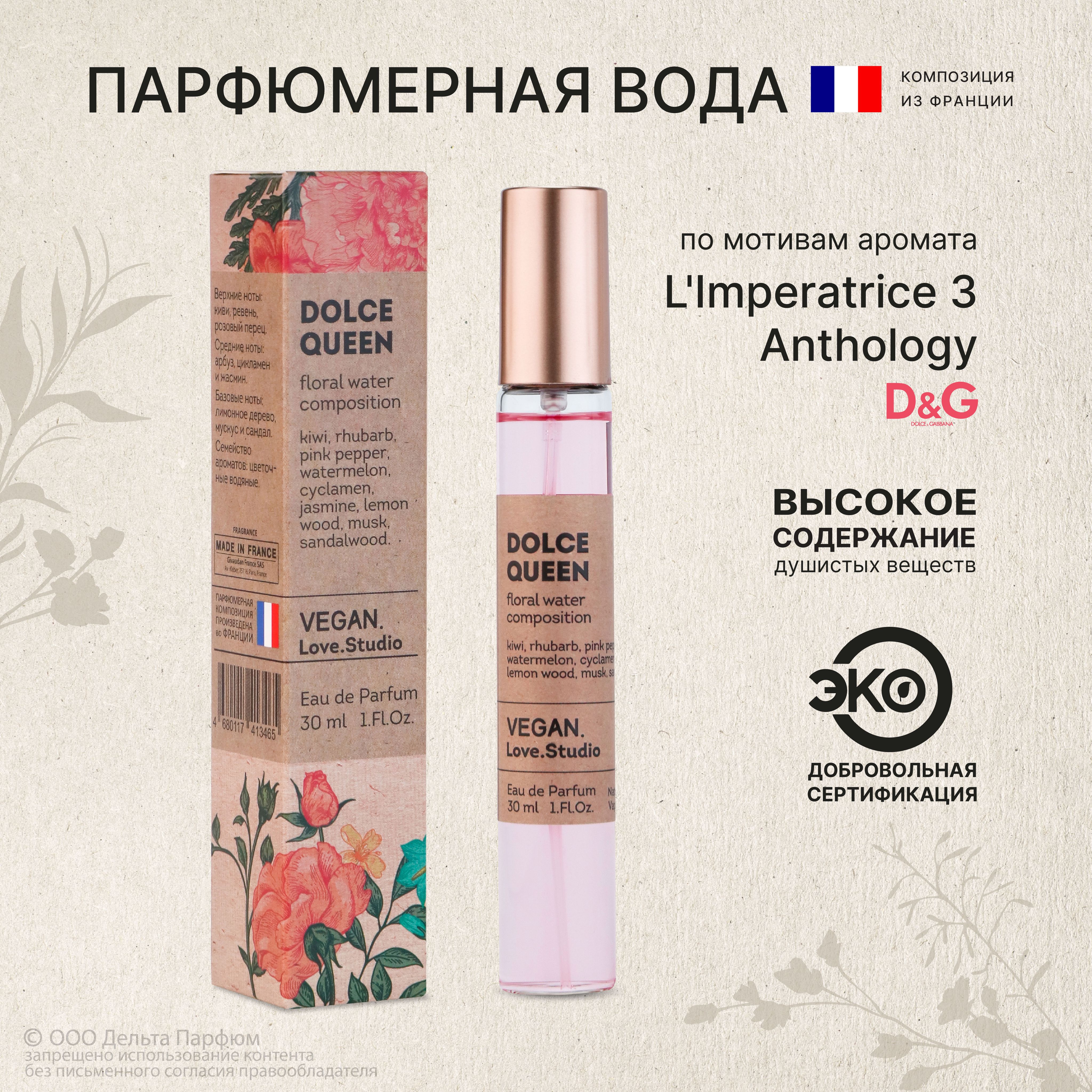 Парфюмерная вода женская Dolce Queen 30 мл. Фруктовый легкий сладковатый аромат