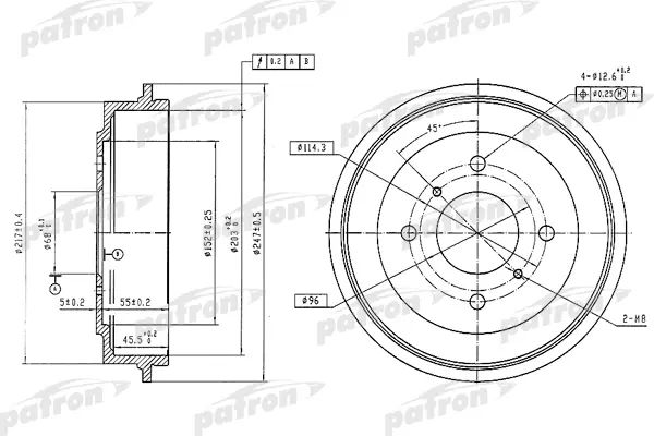 PDR1256 Барабан тормозной PATRON