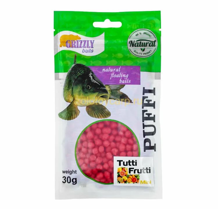 Прикормка воздушное пенотесто Бойлы Grizzly Baits Puffi mini 30 гр. (Тутти-Фрутти: уп.1шт.)