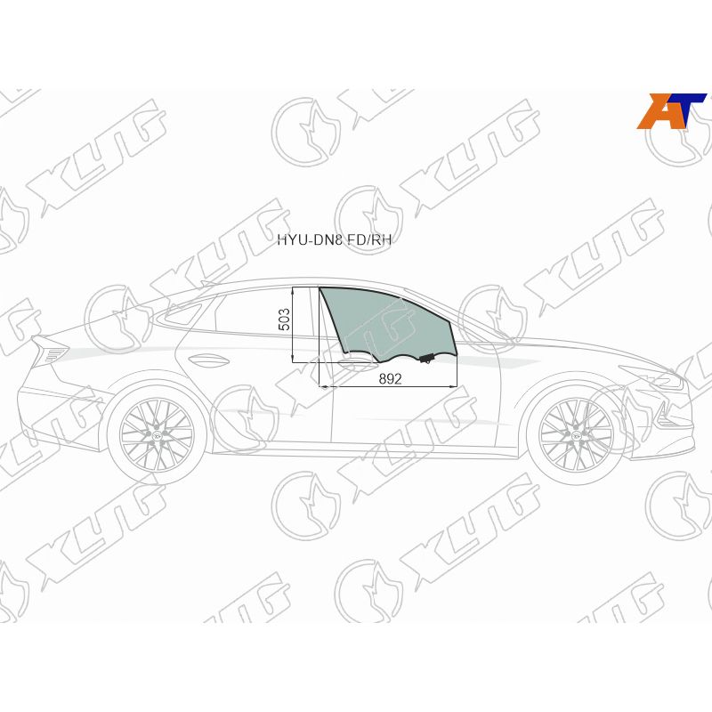 Стекло двери передней правой для Хендай Соната 8 2018-2021, Hyundai Sonata 8 стекло двери передней правой XYG HYU-DN8 FD/RH