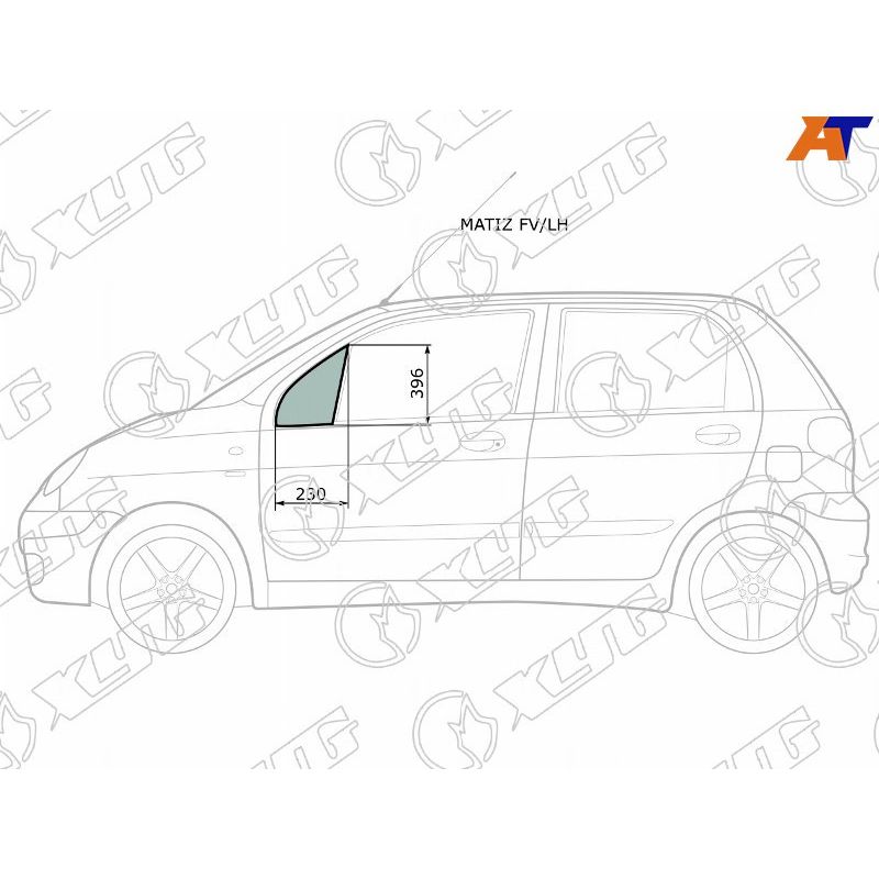 Стекло двери передней левой (форточка) для Дэу Матиз рестайлинг 2010-2015, Daewoo Matiz рестайлинг стекло двери передней левой (форточка) XYG MATIZ FV/LH