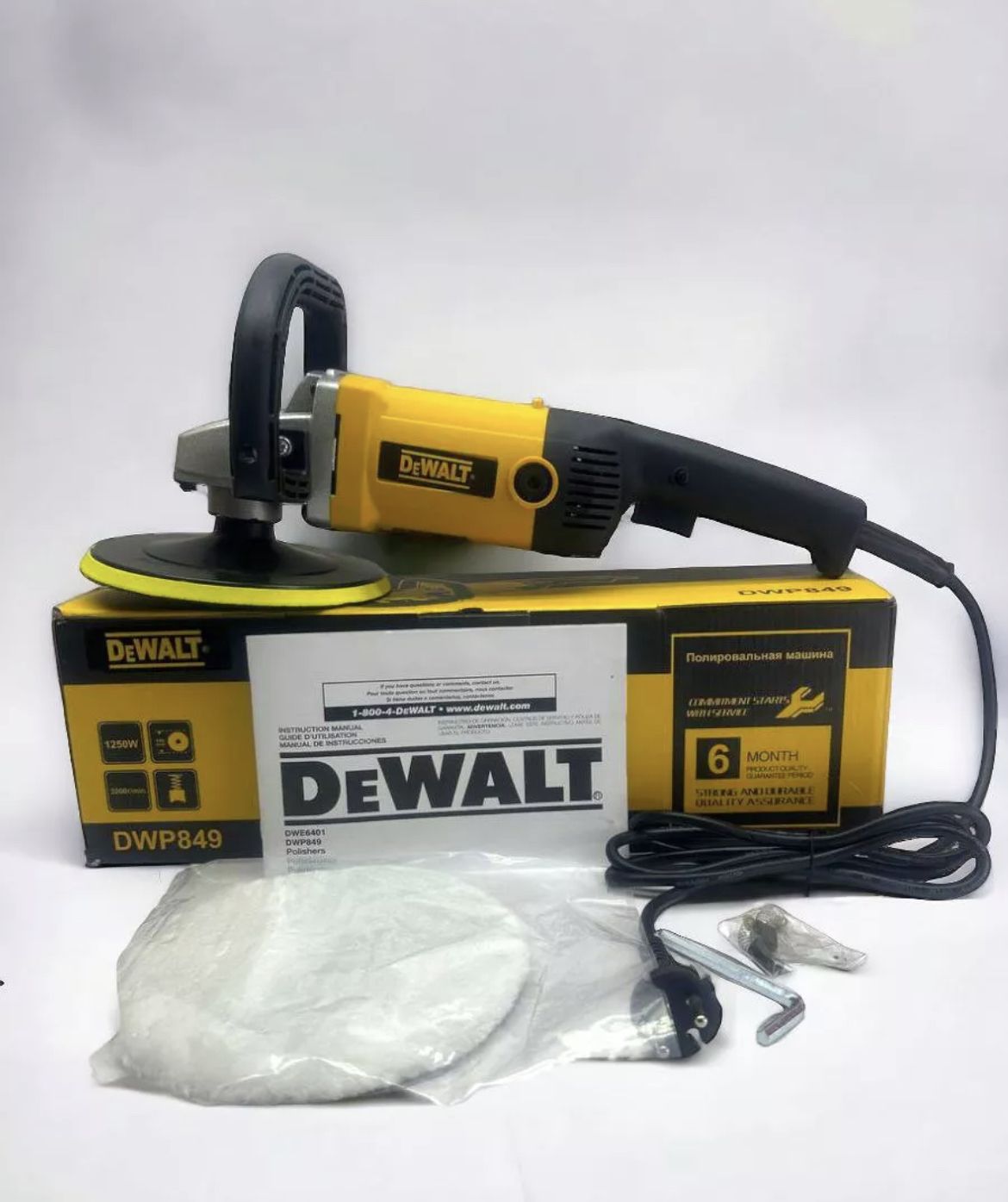 Полировальная шлифмашина DeWalt сетевая 1250Вт