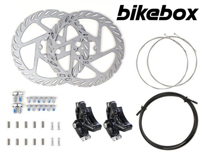 Комплект дисковых механических тормозов для велосипеда, набор универсальный передний и задний, ротор 160мм