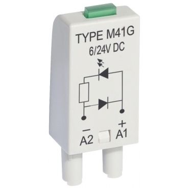 МодульLDM41G,зеленыйLED+диод,поляризация+А1/-А2,6_24VDC,серый,Relpol