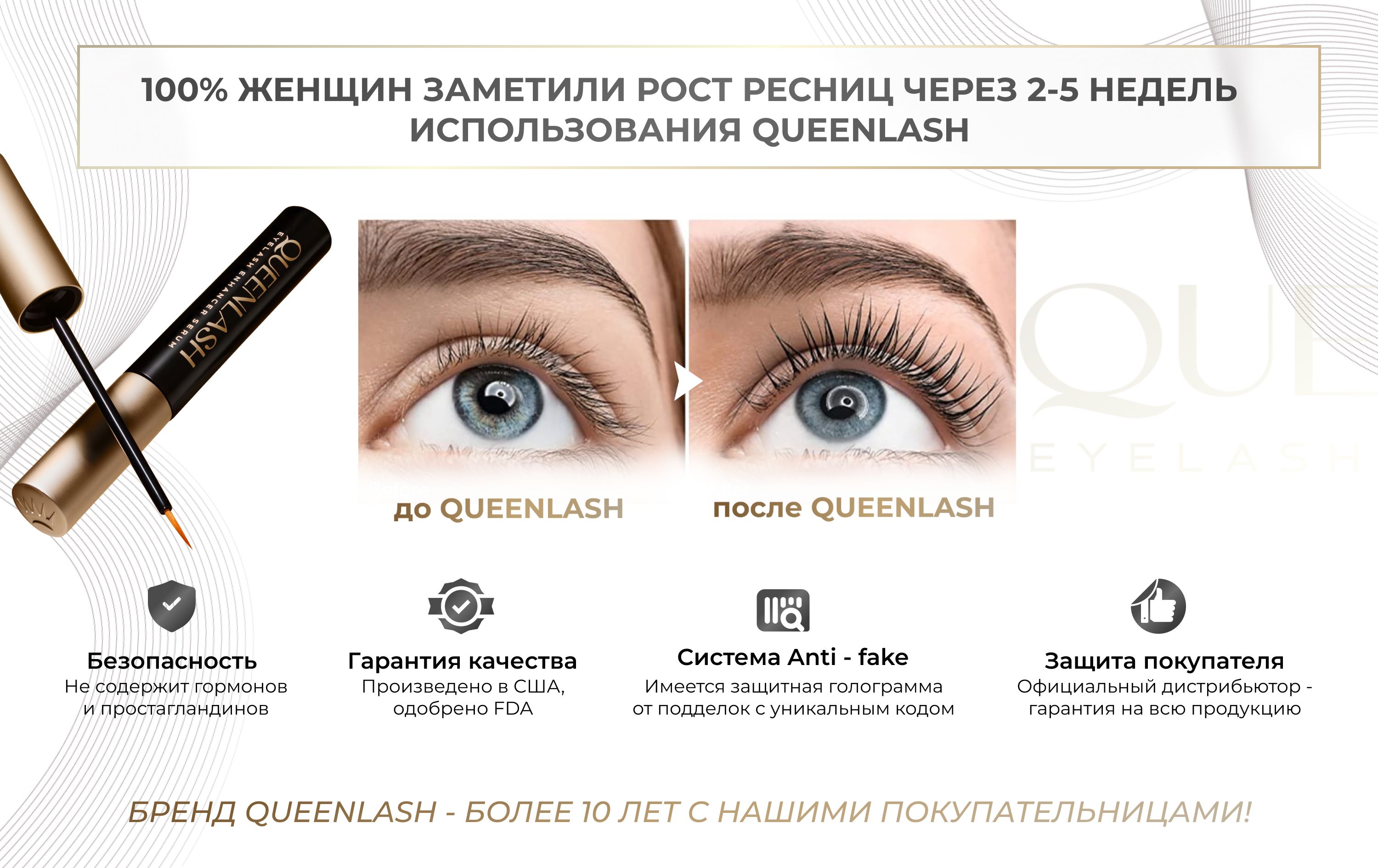 Сыворотка для роста ресниц и бровей QUEENLASH(图3)