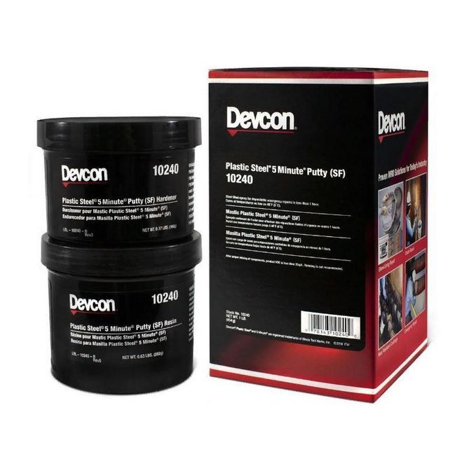 Devcon Plastic Steel 5-Minute Putty (SF) 10240 - 500 г, Девкон Эпоксидная паста со стальным наполнителем