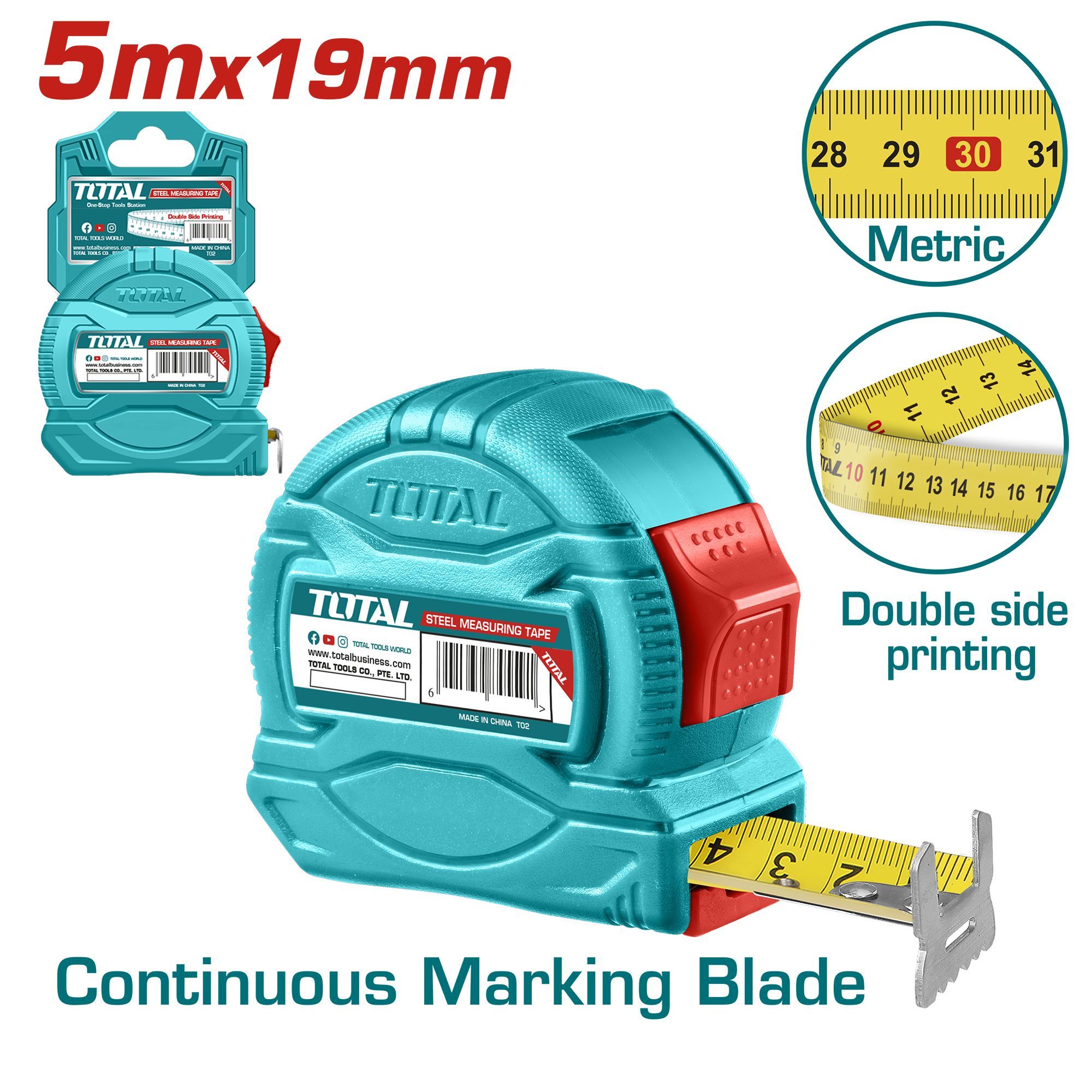 TOTAL Измерительная рулетка Бытовая 5м x 19мм