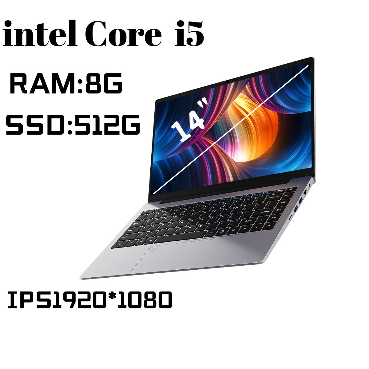 Fedemer N5095 Ноутбук 15.6", Intel Core i5-4200U, RAM 8 ГБ, SSD, Intel UHD Graphics, Windows Pro, светло-серый, Русская раскладка