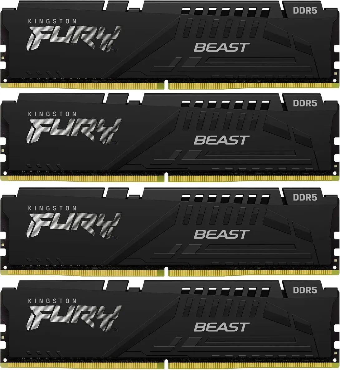 Kingston Fury Оперативная память Fury Beast Black DDR5 5200 МГц 4x16 ГБ (KF552C40BBK4-64)