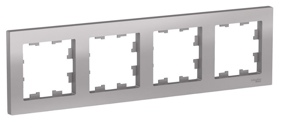 Рамка 4-местная Schneider Electric AtlasDesign для розеток и выключателей, Алюминий, ATN000304