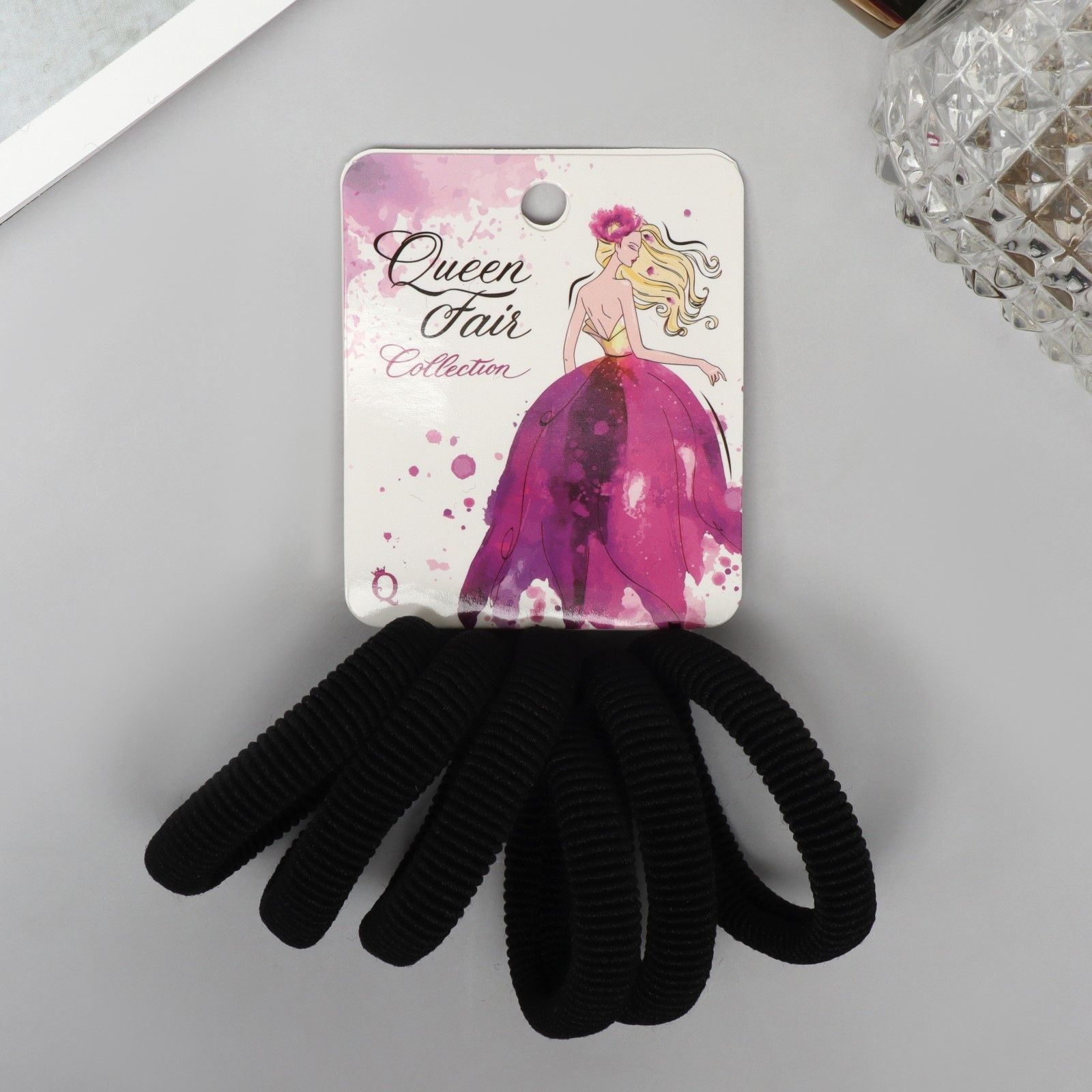 Резинки для волос, 6 шт / "Вивьен", чёрные, 4 см / Набор резинок для волос