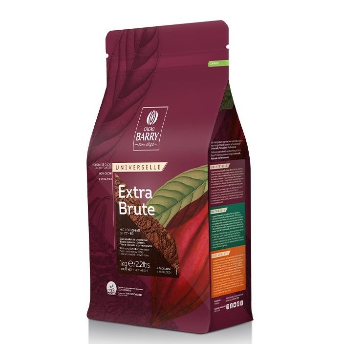 Какао порошок алкализованный Cacao Barry Extra Brute 22-24% без сахара, 1 кг