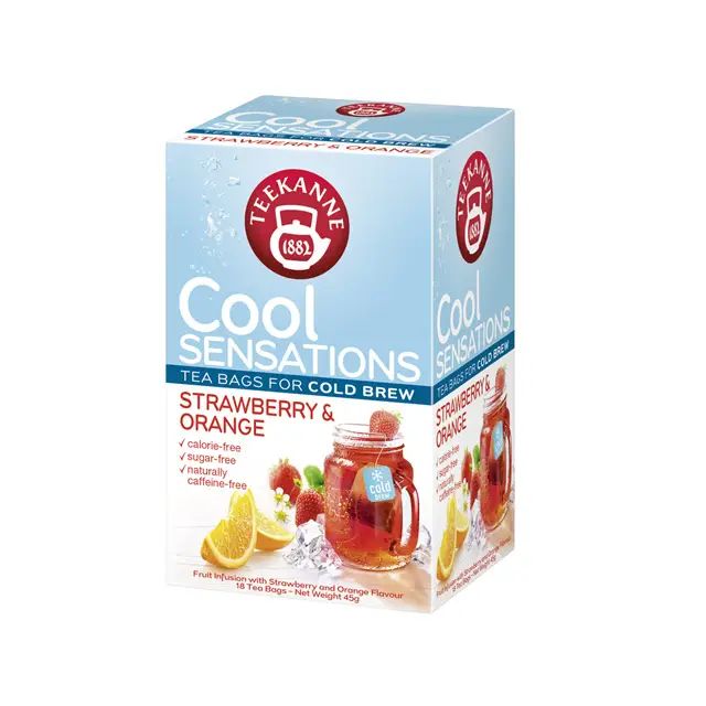 TEEKANNEЧайфруктовыйCoolSensationsStrawberry&Orangeсклубникойиапельсином,18пакетиков,45г(Германия)