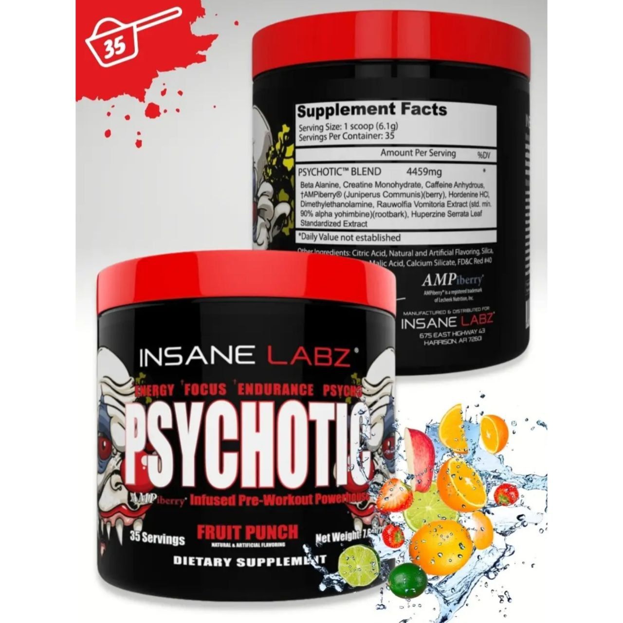 Предтренировочный комплекс Psychotic (Insane Labz), 35 порций