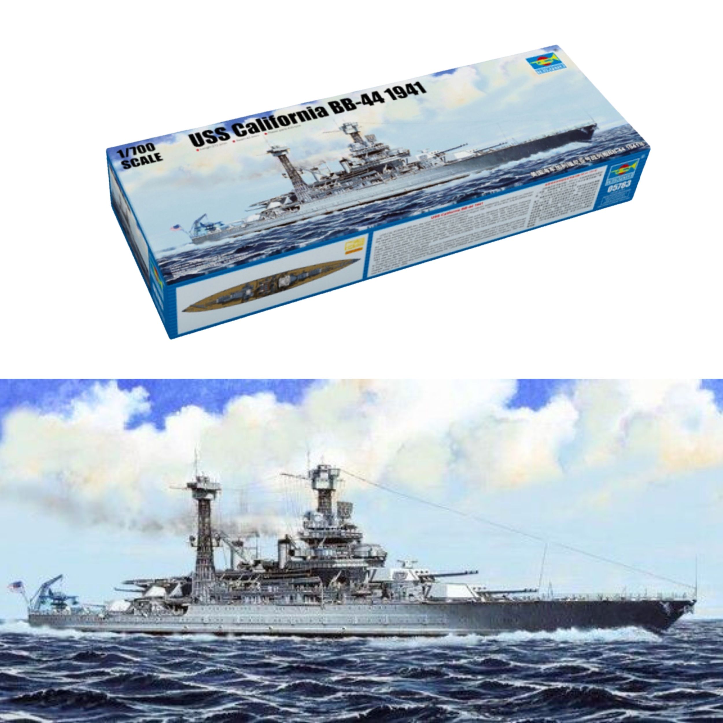 Сборная модель американский линкор 1/700 USS California (BB-44) 05783 USS California BB-44 1941