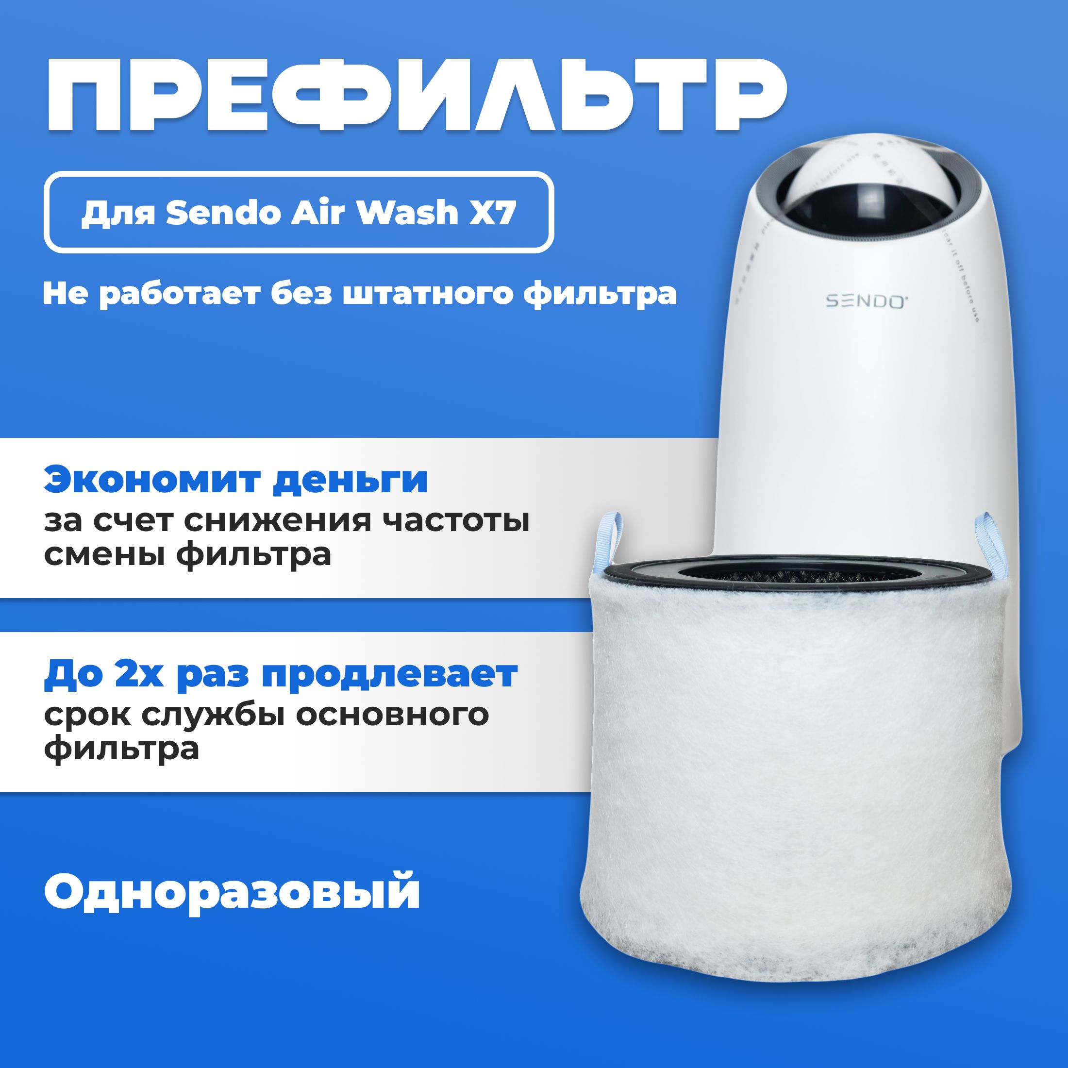 Фильтр для очистителя воздуха SENDO Air Wash X7 предварительной очистки, 5 шт. Префильтр.