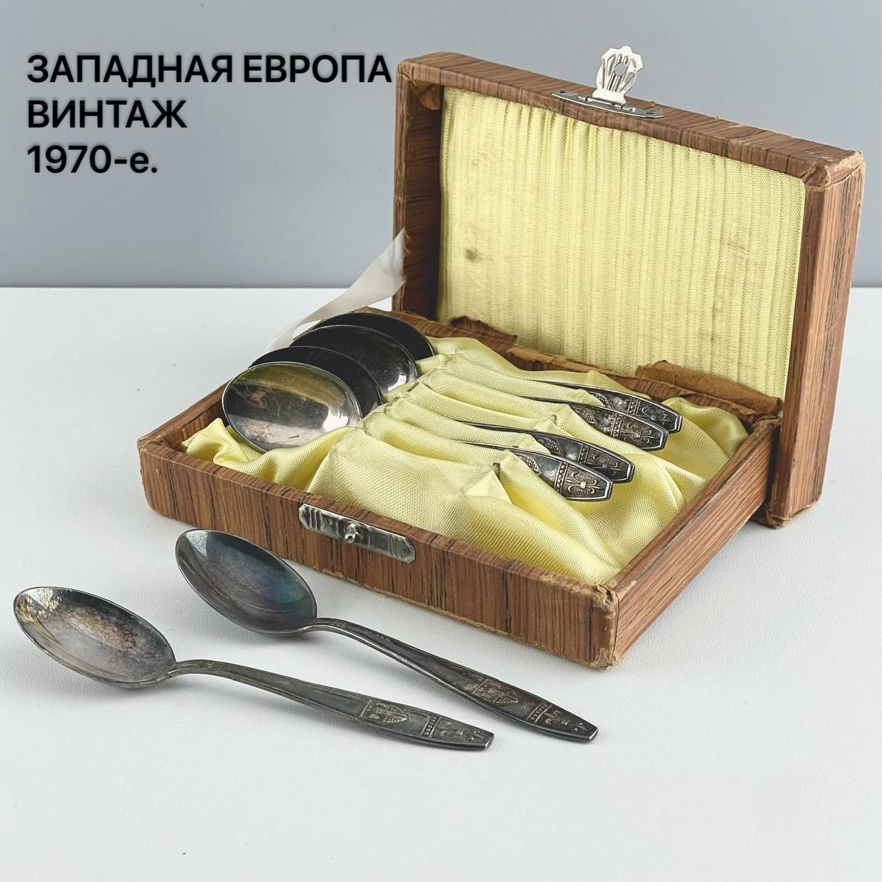 Винтажные кофейные ложки "Орнамент". Мельхиор. Западная Европа, 1970-е.