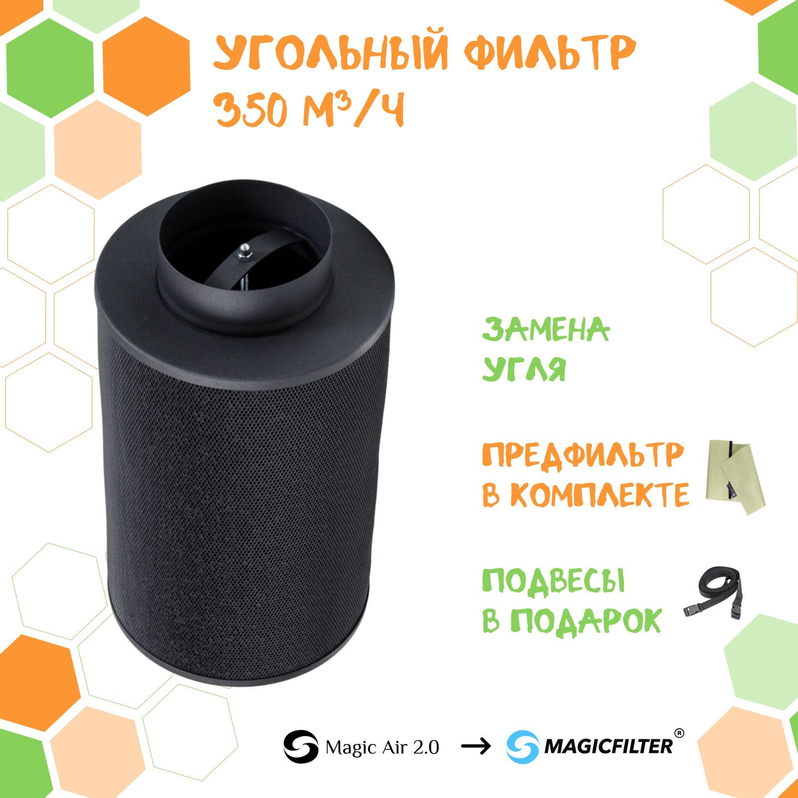 MAGICFILTER 350/125 многоразовый угольный фильтр для гроубокса/гроутента