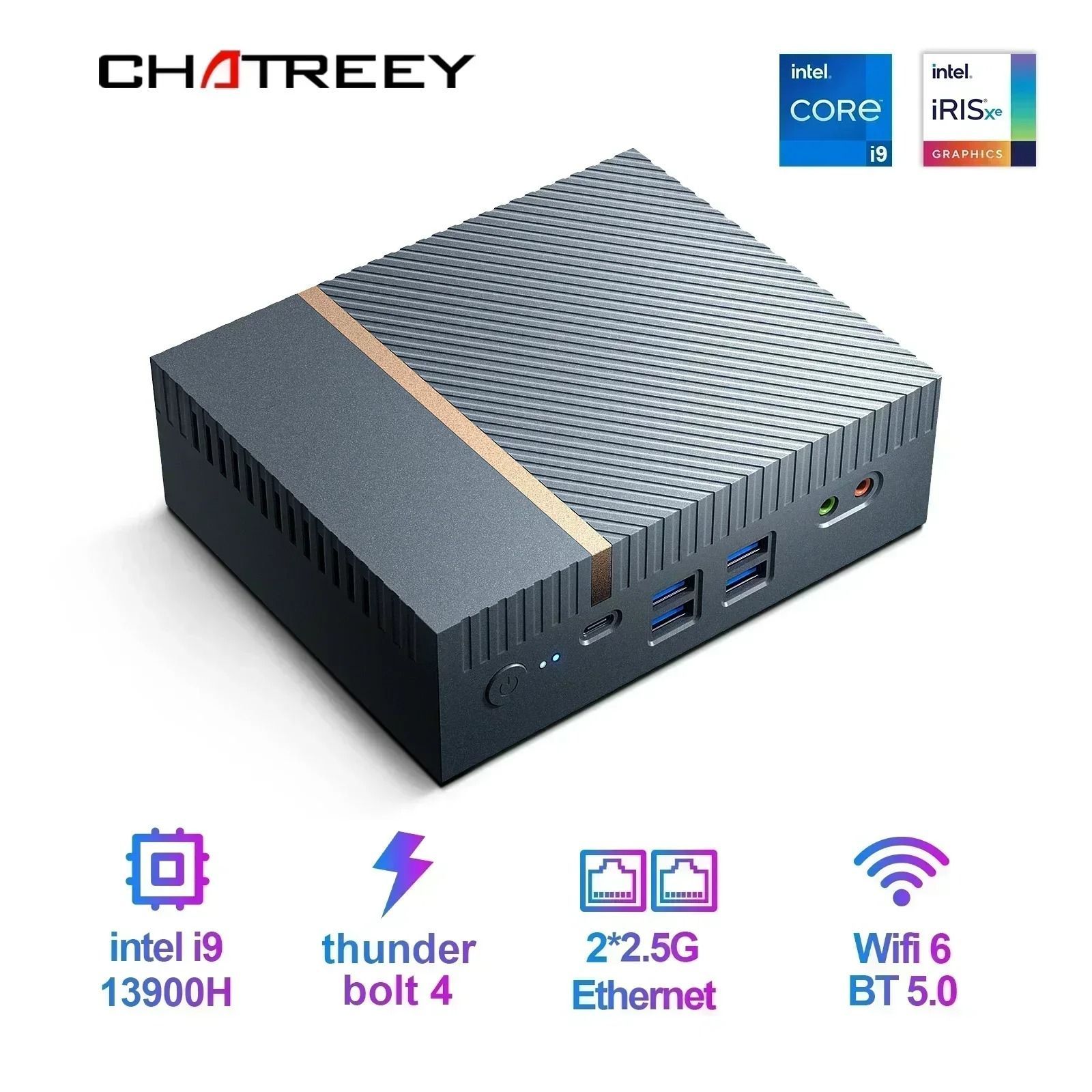 Chatreey Мини-ПК IT12 (Intel Core i9-12900H, RAM 16 ГБ, SSD 512 ГБ, Intel Iris Xe Graphics, Windows 11 Pro)