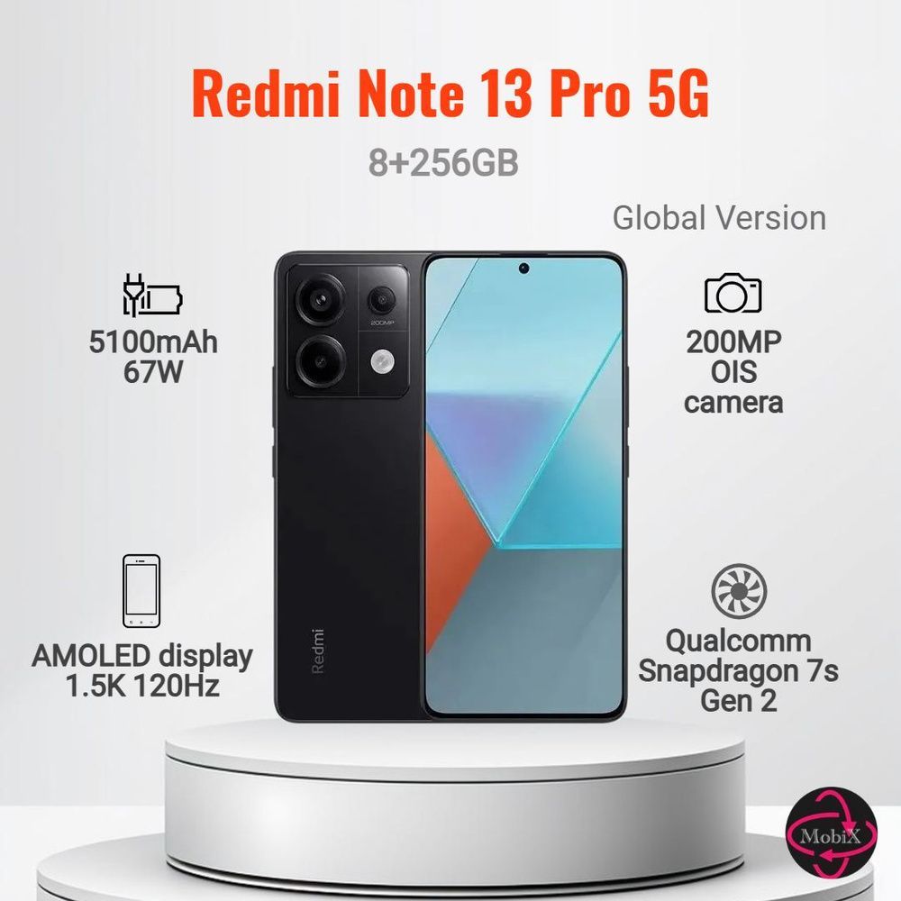 XiaomiСмартфонNote13Pro5GлобальнаяверсияПоддержкарусскогоязыкаGlobal8/256ГБ,черныйматовый