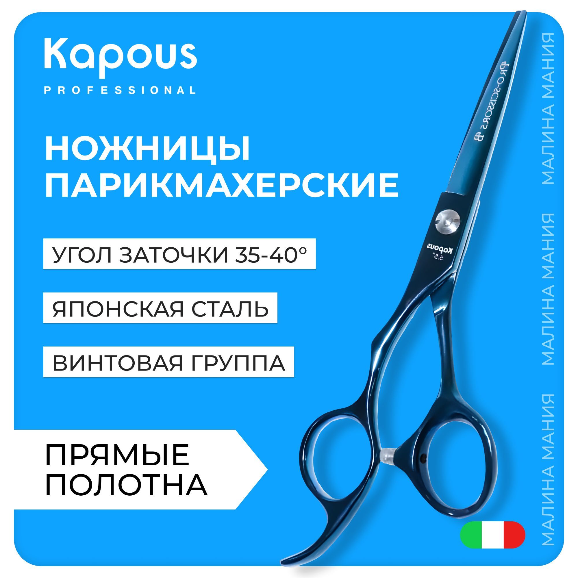 KAPOUS Ножницы парикмахерские PRO-SCISSORSB, прямые 5.5