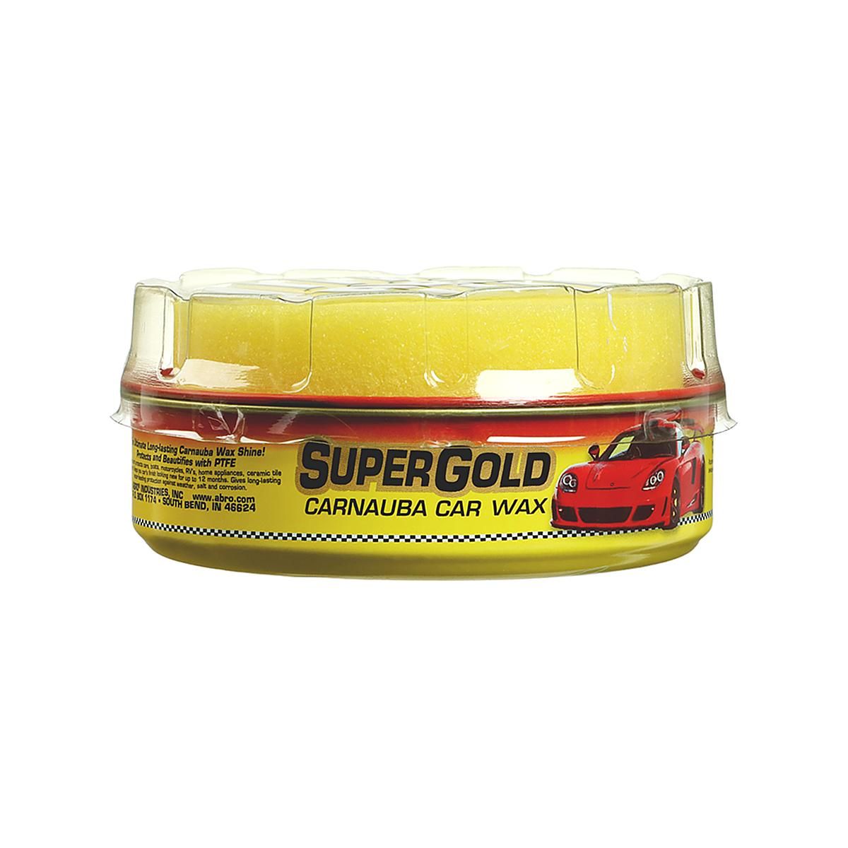 ABRO PW-400 Super Gold Car Wax Автовоск тефлоновый (полироль для кузова автомобиля) с губкой 230 г.