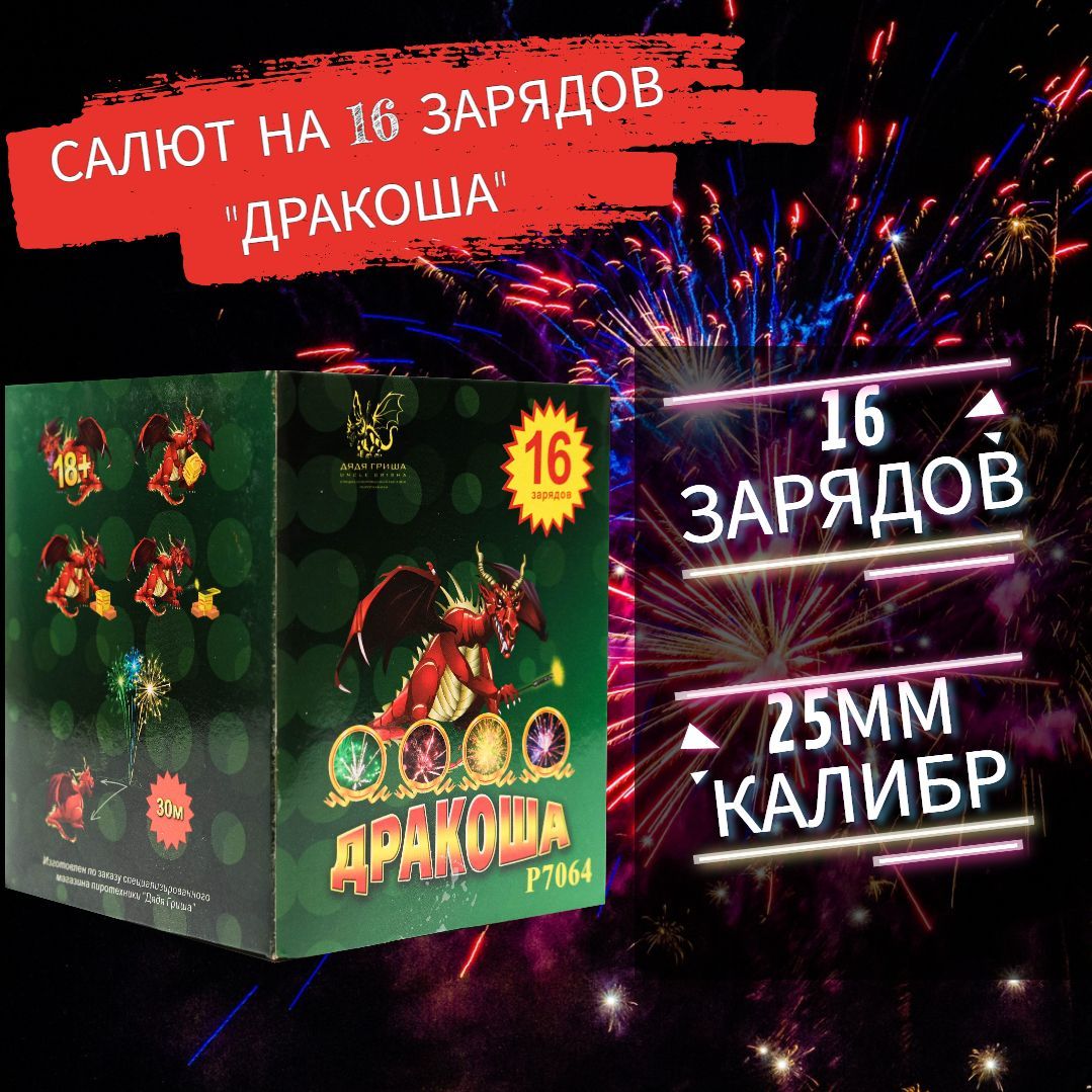 Салют фейерверк на 16 зарядов "Дракоша"