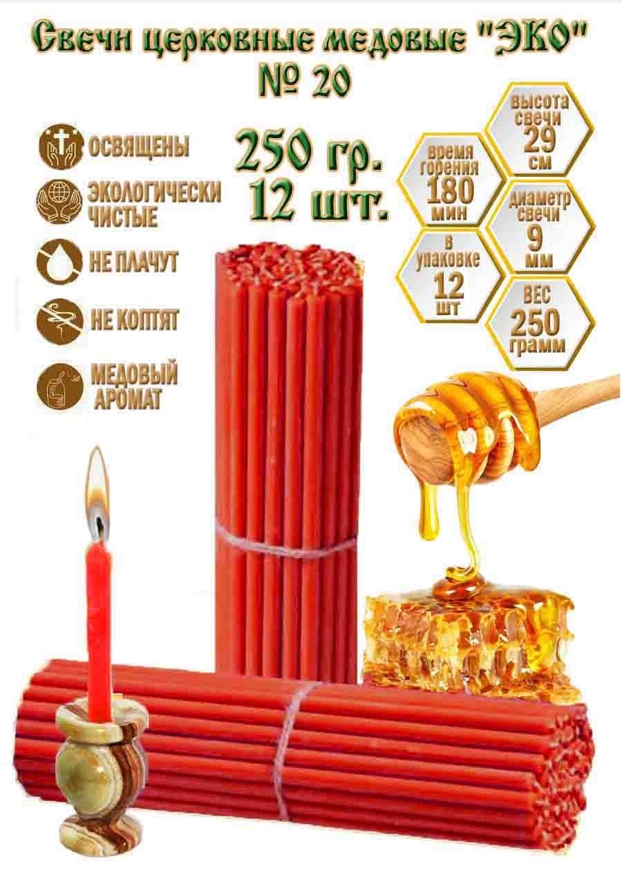 Свечи церковные восковые №20 0,25 кг красные