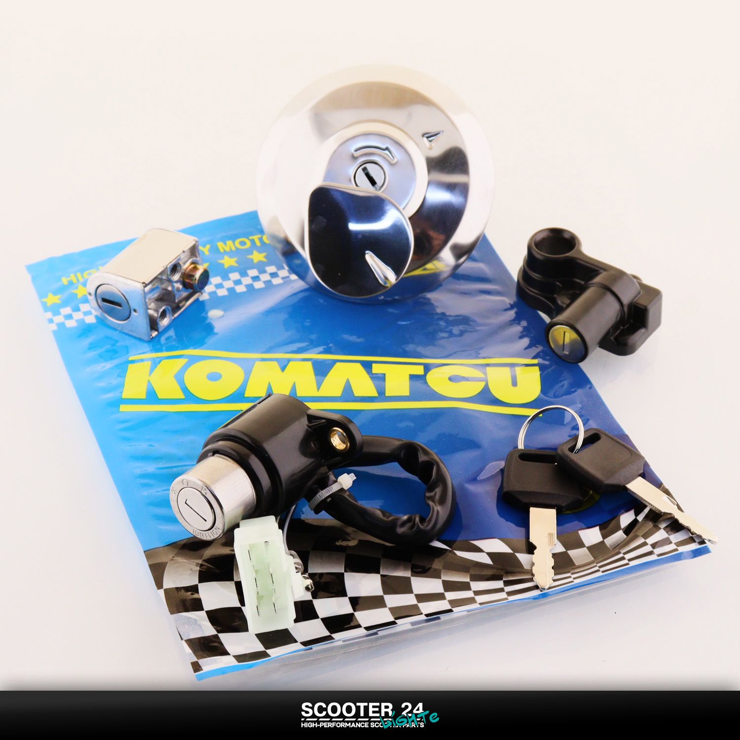 Замок зажигания (комплект) TTR 250 Rb (полный комплект с крышкой бака) на мотоцикл Ирбис ТТР 250 "KOMATCU"