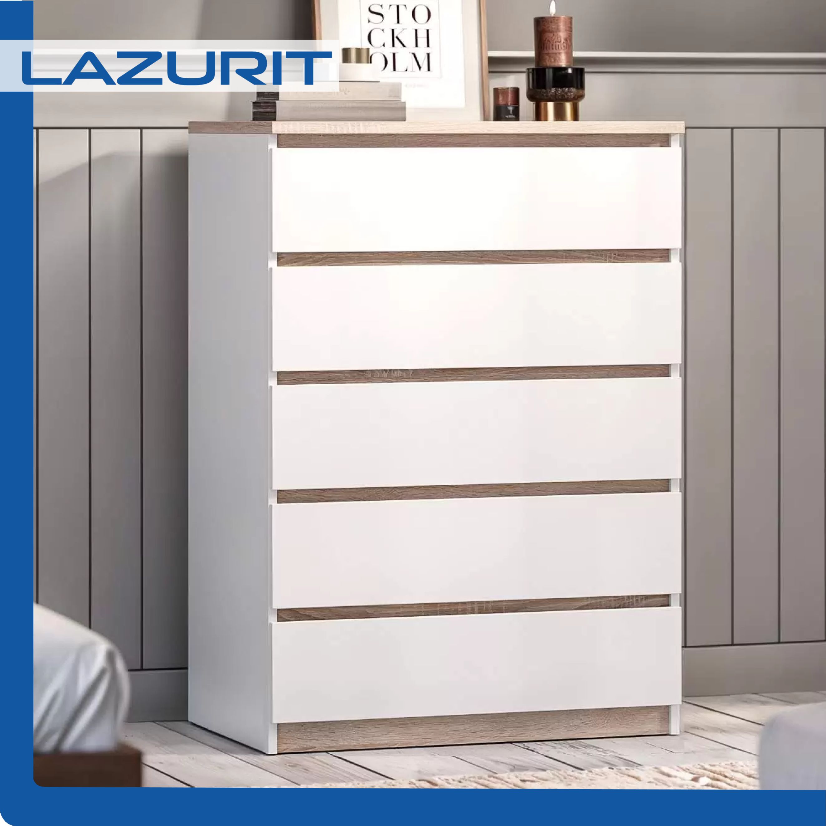 LAZURITмебельКомод,5ящ.,78.6х50.4x112.3см