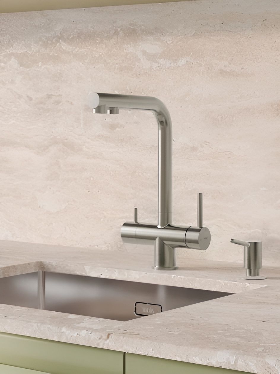 Фото товара на маркетплейсе ozon Смеситель для кухни с фильтром и выдвижным изливом, сатин, IDDIS, Umbra, UMBBNPFi05