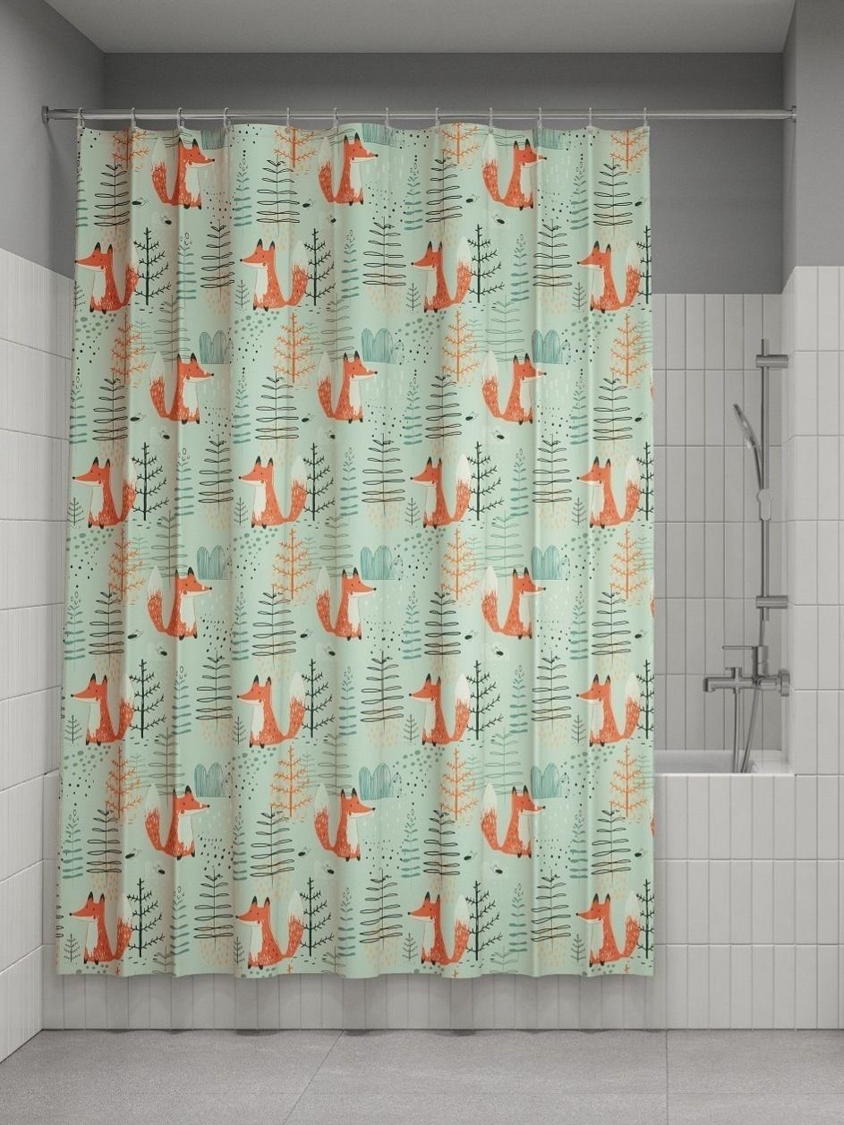 Фото товара на маркетплейсе ozon Штора для ванной комнаты и душа IDDIS, 180x200 см, тканевая, водонепроницаемая, полиэстер, с кольцами, BA04P18i11