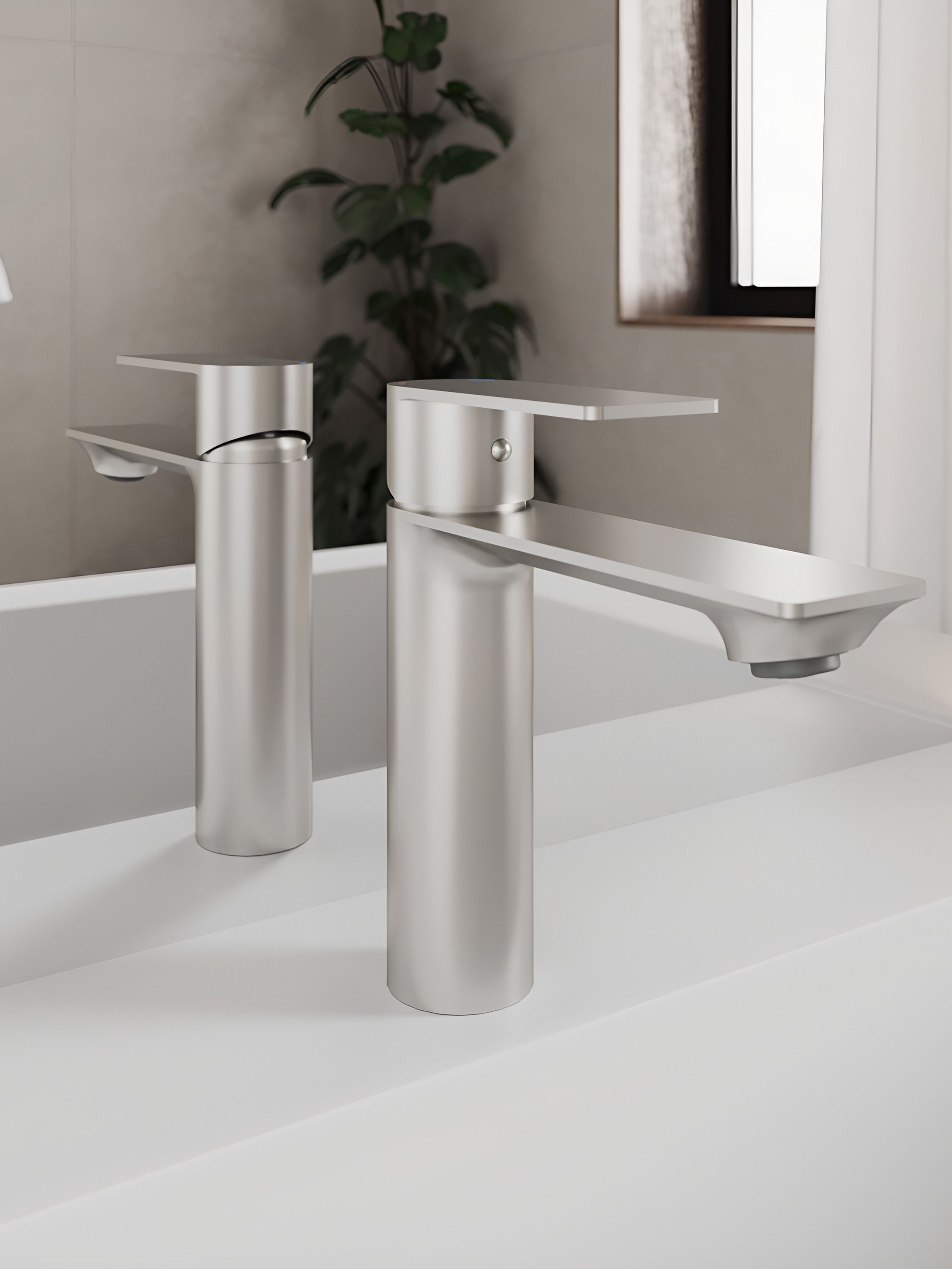 Фото товара на маркетплейсе ozon Смеситель для раковины, нержавеющая сталь, сатин, Milardo, Maze, MAZBN00M01